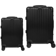 σετ βαλίτσες αλουμινίου καμπίνας & μεγάλη newcom n1526 μαύρο