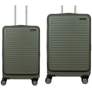 βαλίτσες σετ newcom (abs+pc) μικρή μεσαία n1605 green