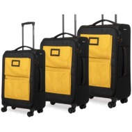 βαλίτσες υφασμάτινες σετ τριάδα newcom n1618 yellow