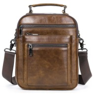 ανδρική δερματίνη τσάντα ώμου cardinal 6156 καφέ