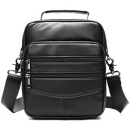 δερμάτινο τσαντάκι ώμου cardinal 6199 μαύρο