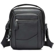 δερμάτινη ανδρική τσάντα ώμου cardinal 6000 black