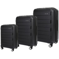 σετ 3 βαλίτσες newcom n1312 pc σετ 3 τεμαχίων 50x22x36 cm + 61x25x43 cm + 71x29x50 cm μαύρο