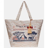 funky buddha γυναικεία τσάντα παραλίας fbl007-146-10-oat ecru