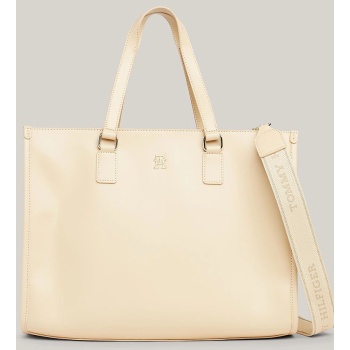 tommy hilfiger th monotype tote aw0aw15978-acr cream