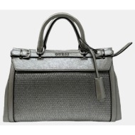 guess sestri luxury satchel τσαντα γυναικειο (διαστάσεις: 35 x 22 x 12 εκ) hwwy8985060-sil metallics
