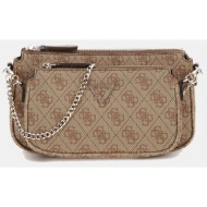 guess noelle dbl pouch crossbody τσαντα γυναικειο hwbg7879710-lgw biege