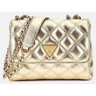 guess giully mini 2 comp cnvrtbl flp τσαντα γυναικειο (διαστάσεις: 18 x 12 x 6 εκ) hwqm8748740-gol g