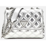 guess giully mini 2 comp cnvrtbl flp τσαντα γυναικειο (διαστάσεις: 18 x 12 x 6 εκ) hwqv8748740-sil m