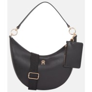 tommy hilfiger th monotype conv. shoulder bag (διαστάσεις: 25 x 16 x 8 εκ) aw0aw16437-bds black