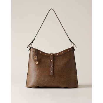 borbonese borbonese hobo bag pe,pl,af,leather ital.origin