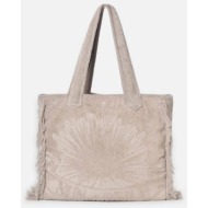 sun of a beach terry tote beach bag (διαστάσεις: 44 x 40 x 17εκ.) tb/cnv/jgrg-greige gray
