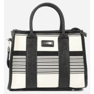 les tropeziennes nal-tz-03 τσαντα χειρος υφασμα με ριγες white/black 200009449056-056 multi