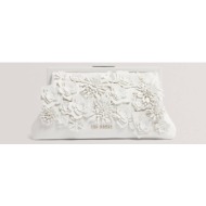 ted baker fiorell flower 3d applique clutch bag (διαστάσεις: 21 x 11.5 x 7.5εκ.) 281523-white white
