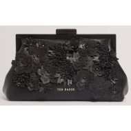 ted baker fiorell flower 3d applique clutch bag (διαστάσεις: 21 x 11.5 x 7.5εκ.) 281523-black black