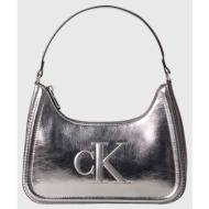 calvin klein jeans bold ck metallic shoulder bag lv04f3332g-3jh metallicsilver