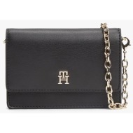 tommy hilfiger th icon card holder w/chain aw0aw18248-bds black