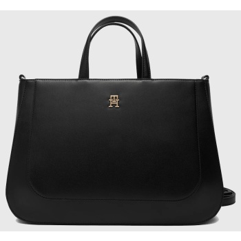 tommy hilfiger th glam satchel aw0aw18145-bds black