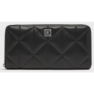 calvin klein quilted long zip around lv04f1122g-ub1 black