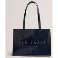 ted baker camiyla elongated printed crinkle icon bag 282711-navy navyblue