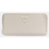 guess laurel ii slg large zip around αξεσουαρ γυναικειο swzg7459146-tau ecru