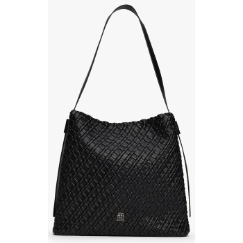 tommy hilfiger th braided maxi hobo aw0aw18161-bds black