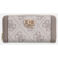 guess karnilla logo slg lrg zip arnd πορτοφολι γυναικειο swos9901146-dko ecru