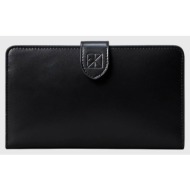 calvin klein snap passport longfold wallet lv04f1108g-ub1 black