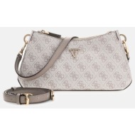 guess noelle ii 3 comp shldr xbody τσαντα γυναικειο hwbg9672730-dko ecru