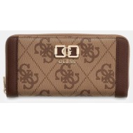 guess karnilla logo slg lrg zip arnd πορτοφολι γυναικειο swos9901146-lgw brown