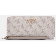 guess laurel ii slg large zip around αξεσουαρ γυναικειο swsg7459146-dko ecru