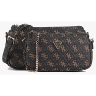 guess noelle ii dbl pouch crossbody τσαντα γυναικειο hwqg9672710-bnl darkbrown
