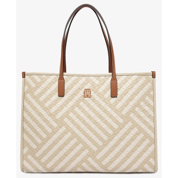 tommy hilfiger th city tote aw0aw18394-0f4 biege