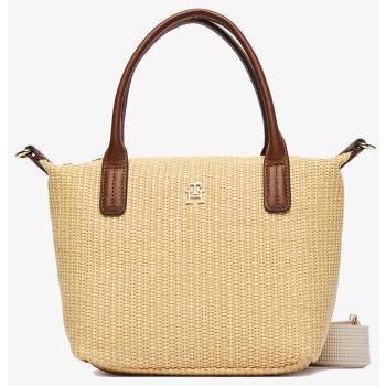 tommy hilfiger popette mini tote raffia aw0aw18523-0f4 biege