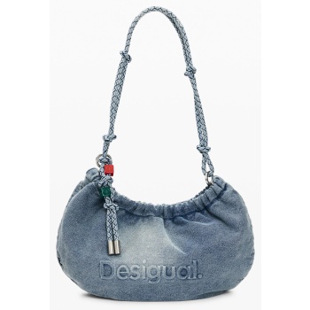desigual bag_half logo denim w τσαντα γυναικειο