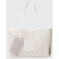 calvin klein jeans emblem mesh tote lv04f3380g-4lx offwhite