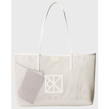 calvin klein jeans emblem mesh tote lv04f3380g-4lx offwhite