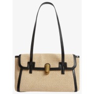 ted baker kkylii twist lock detail raffia tote bag 283250-natural biege