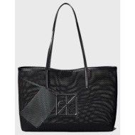 calvin klein jeans emblem mesh tote lv04f3380g-ub1 black