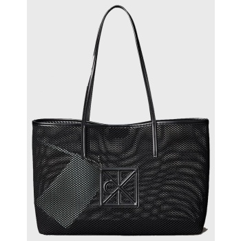 calvin klein jeans emblem mesh tote lv04f3380g-ub1 black