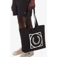 fred perry graphic print tote τσαντα ανδρικη (διαστάσεις: 35,5 x 35 x 13 εκ) l3244-102 black
