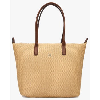 tommy hilfiger popette tote raffia aw0aw18528-0f4 biege