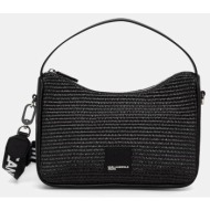 karl lagerfeld jeans klj box logo raffia mini hobo b2w30115-999 black