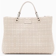 emporio armani shopping bag ew000360af23436-u6076 ecru