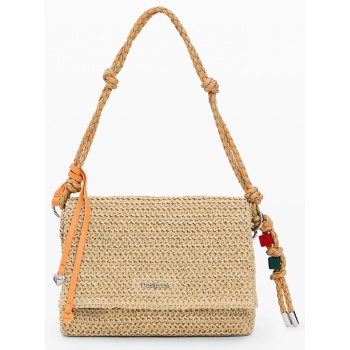 desigual bag_half logo raffia ve τσαντα γυναικειο