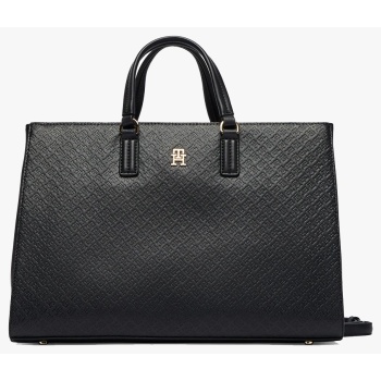 tommy hilfiger th daily satchel mono aw0aw18418-bds black σε προσφορά