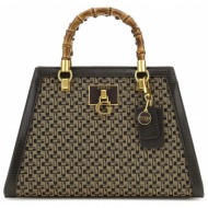 γυναικεία stephi satchel τσάντα καφέ guess hwjk7875080-brown logo