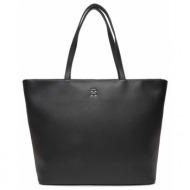 γυναικεία th essential tote τσάντα μαύρη tommy hilfiger aw0aw15720-bds