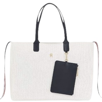 γυναικεία iconic tote τσάντα λευκή tommy hilfiger