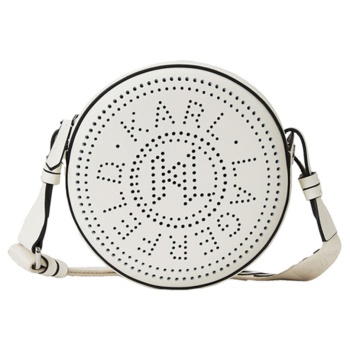 γυναικεία δερμάτινη k/circle τσάντα χιαστί λευκή karl